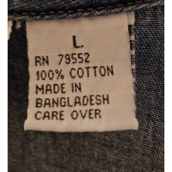 Vtg STYLE Denim Dress Sz L Sleeveless Floral Embroidered Flared Waist Tie 79552 - Picture 5 of 12